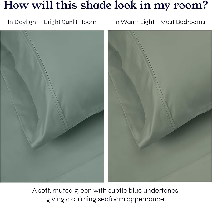 California Design Den Twin Sheets Set - Soft 400 Thread Count Sateen, Natural 100% Cotton Sheets with Deep Pockets, Cooling and Durable Bedding Set - Sage Green