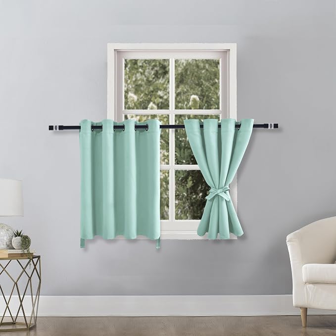 RV Short Blackout Curtains for Bedroom, 2 Panels, Aqua 52 x 36 Inch | Thermal - Image 7