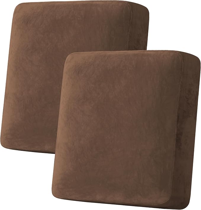 H.VERSAILTEX Velvet Stretch Couch Cushion Cover Plush Cushion Slipcover by HVERSAILTEX