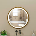 Round LED Mirror 24 Inch for Bathroom, Gold Metal Frame Lighted Vanity Mirror,Wall Mounted Circle with Lights,6000K Anti-Fog & Dimmable Touch Switch