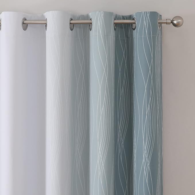 Stone Blue and Greyish White Blackout Curtains - Image 4
