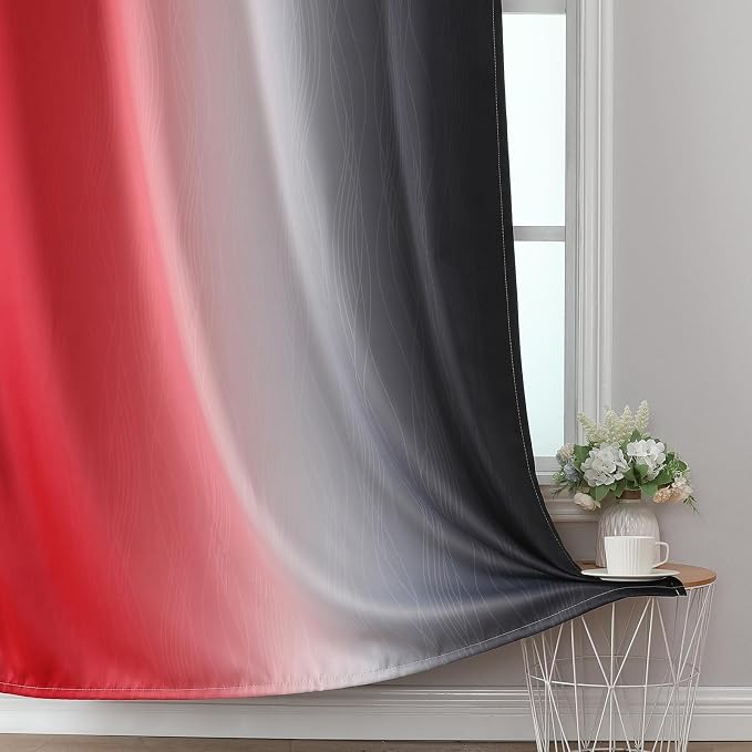 Red and Black Ombre Blackout Curtains - Image 6