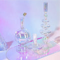 Rtteri 3 Pcs Glass Candlestick Holders Glass Candle Holders Groovy Wavy Elegant Taper Candle Stick for Wedding Home Birthday Party Christmas Halloween Decoration Windowsill Decor(Colorful)