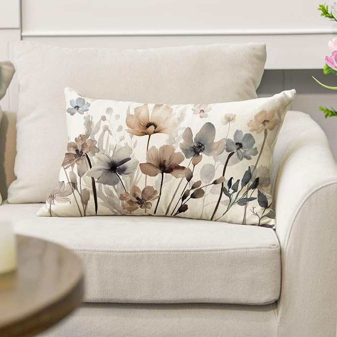 AVOIN colorlife Poppy Flowers Spring Fall Throw Pillow Cover 12x20 Inch | - Image 5