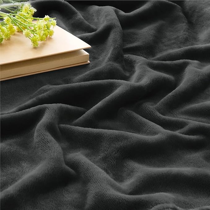 BEDELITE Fleece Blanket Soft Plush Queen Bed Blanket Charcoal Grey 90"x90" | - Image 4