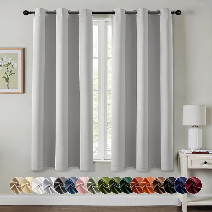 MIULEE Blackout Curtains for Bedroom 2 Panels 40 x 63 Inch Long Silver | by MIULEE