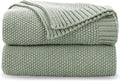 CozeCube Sage Green Seed Stitch Throw Blanket 60"x80", Farmhouse Decor | Blanket by CozeCube