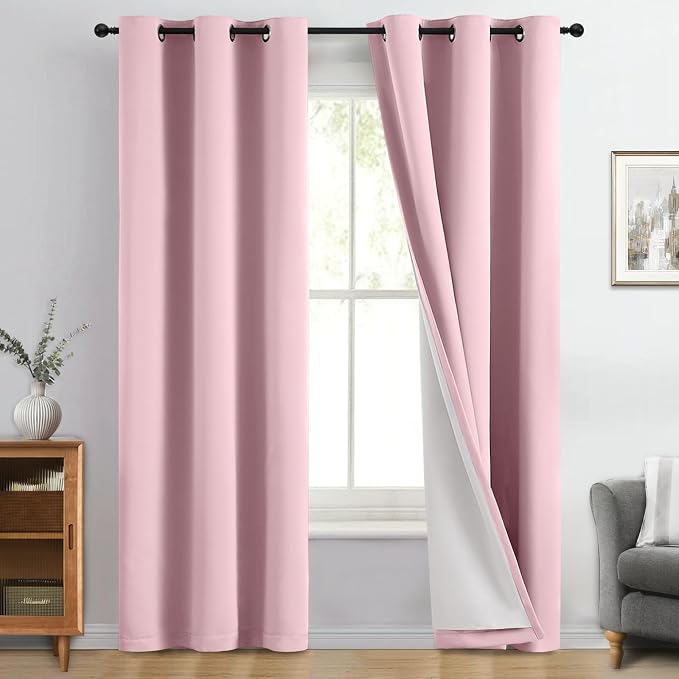 Yakamok Pink 100% Blackout Curtains 84 Inches Long by Yakamok