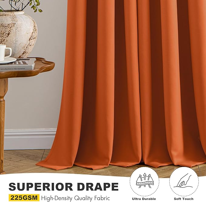 MIULEE Fall Blackout Curtains for Bedroom 2 Panels 40 x 84 Inch Long Orange | - Image 5