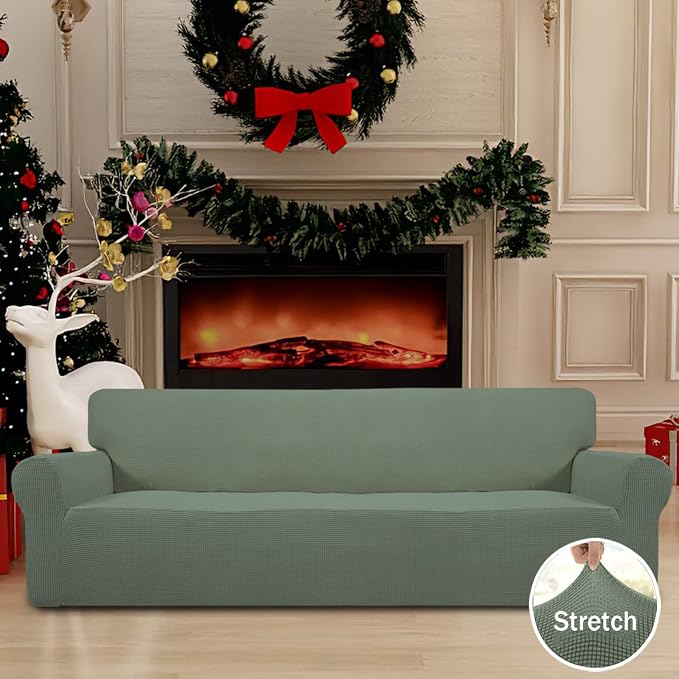 Easy-Going Stretch 4 Seater Oversized Sofa Couch Cover Greyish Green | 1-Piece - Image 2