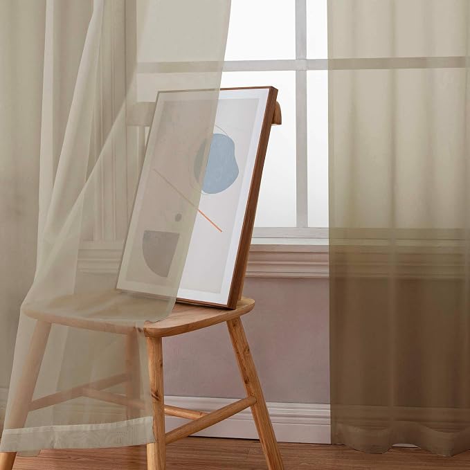 Chyhomenyc Taupe Sheer Curtains 84 Inches Long - Image 7