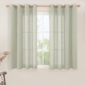 Sage Grey Sheer Linen Curtains 54 Inch Length by LAMIT