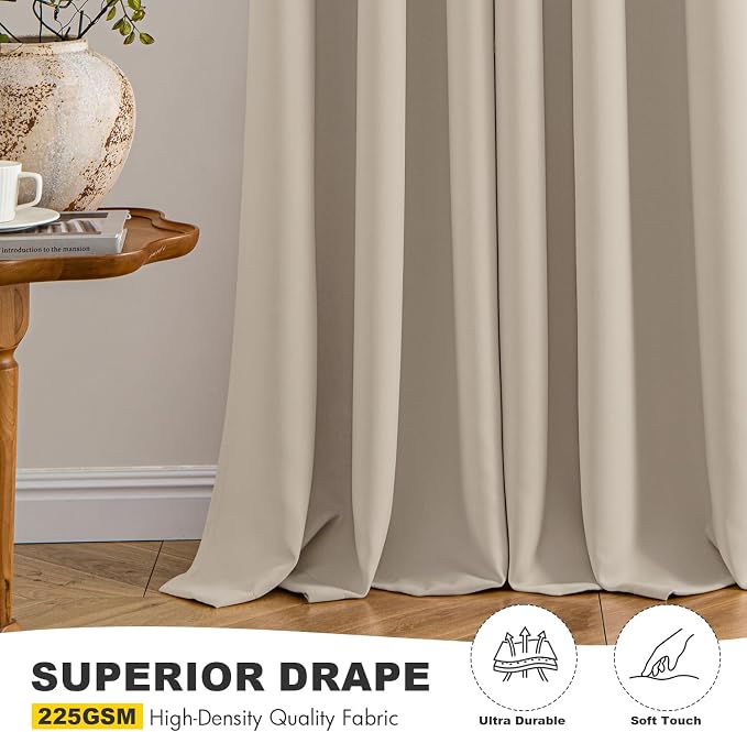 MIULEE Blackout Curtains for Bedroom 2 Panels 40 x 54 Inch Long Light Beige | - Image 5