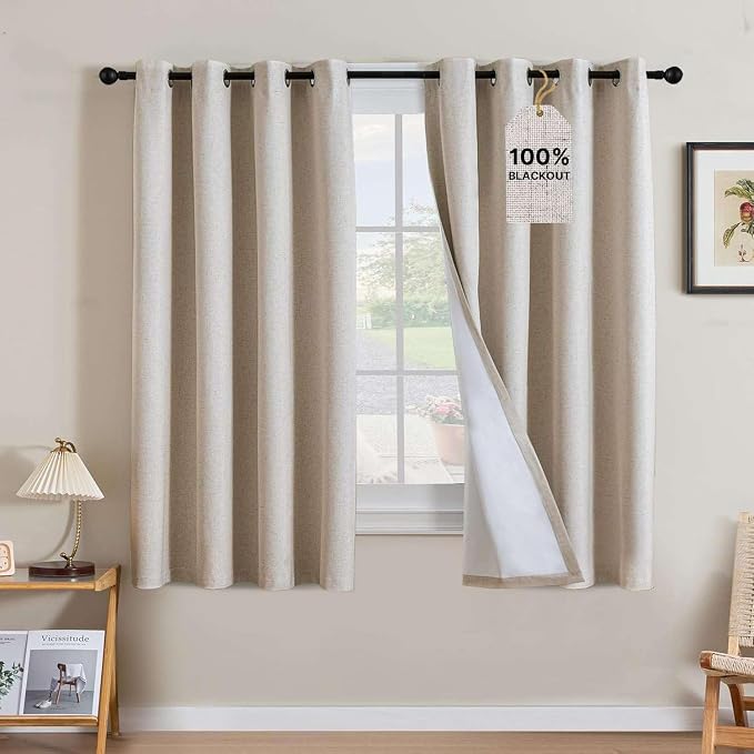 H.VERSAILTEX Linen Curtains 100% Blackout Curtains by HVERSAILTEX
