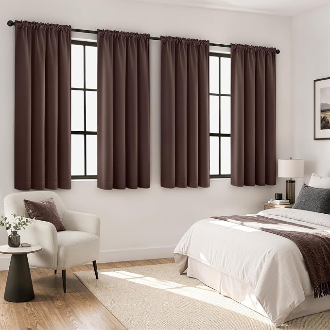MIULEE Dark Brown Blackout Curtains 4 Panels Set 72 Inch Length Bedroom | - Image 2