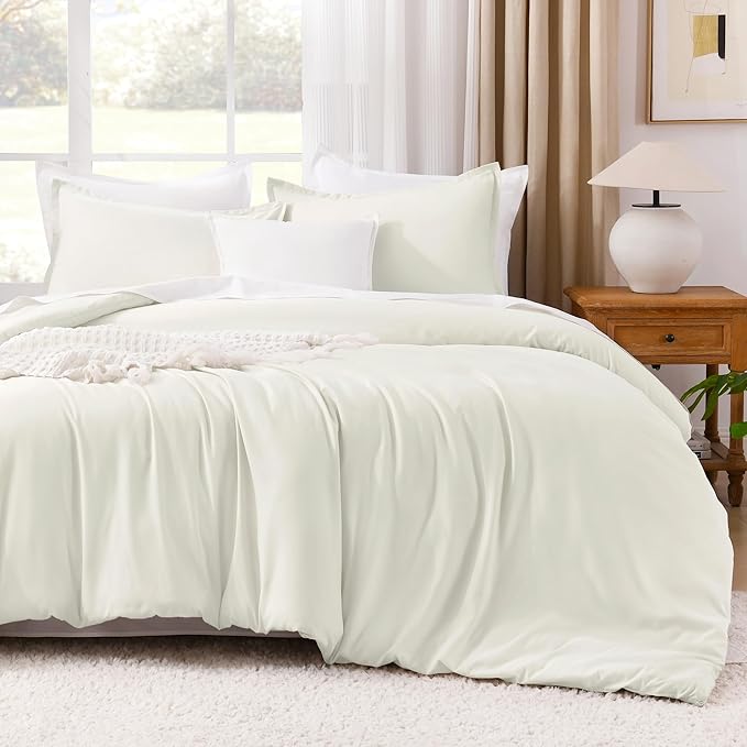 Litanika Ivory Comforter Set California King Size, 3 Pieces Cal King Lightweight Solid Bedding Comforter Set, All Season Fluffy Bed Set (104x96In Comforter & 2 Pillowcases)