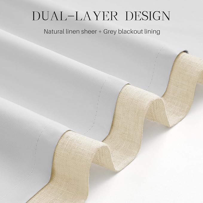 Pinch Pleated Linen Curtains 100% Blackout 108 Inches Long - Image 6