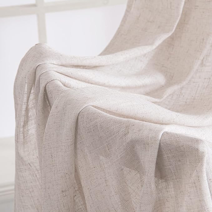 MIULEE White Linen Curtains 52x63 Inch Long 2 Panel - Image 6