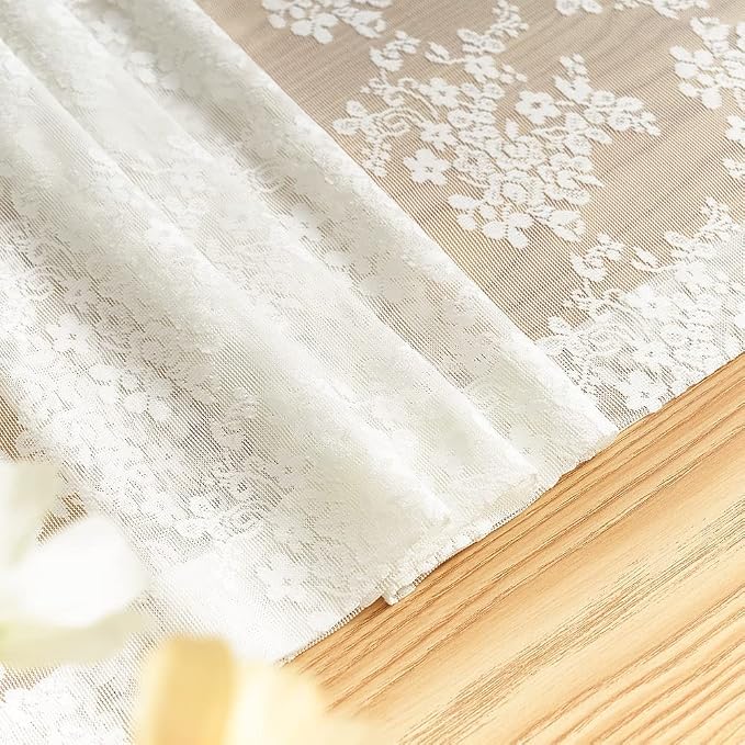 YJ YANJUN Vintage Lace Curtains 108 inches Long 2 Panels Set French Country - Image 5