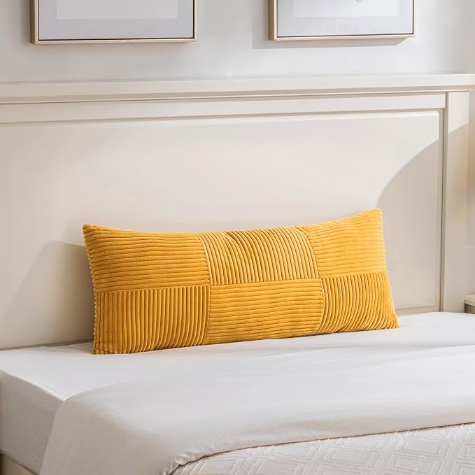 Fancy Homi Set of 2 Gold Yellow Boho Long Lumbar Body Decorative Throw Pillow - Image 6