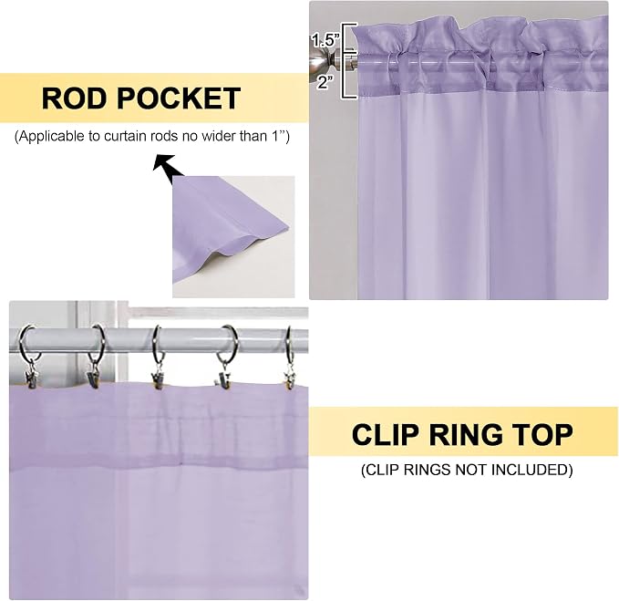 Lavender Sheer Curtains 72 Inches Long 2 Panels - Image 3