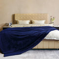 Fleece Plush Throw Blanket Navy Blue 108"x90""for Couch Fuzzy Cozy Flannel | by JIAHANNHA