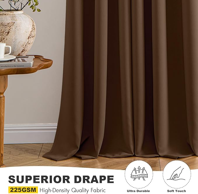 MIULEE Blackout Curtains for Bedroom 2 Panels 40 x 54 Inch Long Brown | Thermal - Image 5