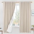 72 Inch 100% Blackout Natural Linen Curtains 2 Panels, 52 x 72 Inch | Linen by LAMIT