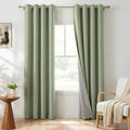 100% Blackout Linen Textured Curtains 96 Inch Long, Sage Green | 100% Blackout by 100BlackoutShield