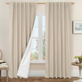 84 Inch 100% Blackout Linen Curtains 2 Panels by LAMIT