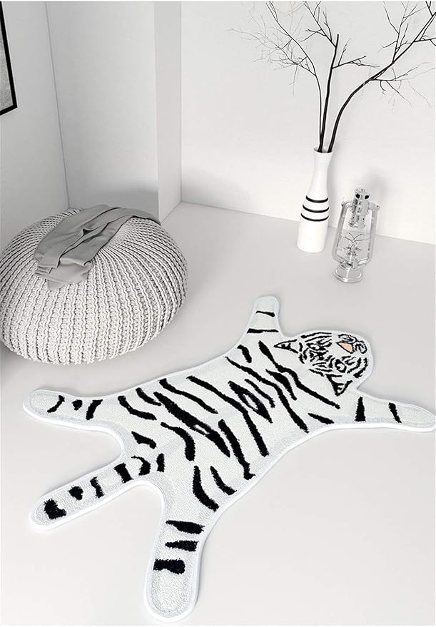 Tiger Print Rug Cartoon Cute Faux Area Rugs Fluffy Animal Print Mat Carpet Kids - Image 4
