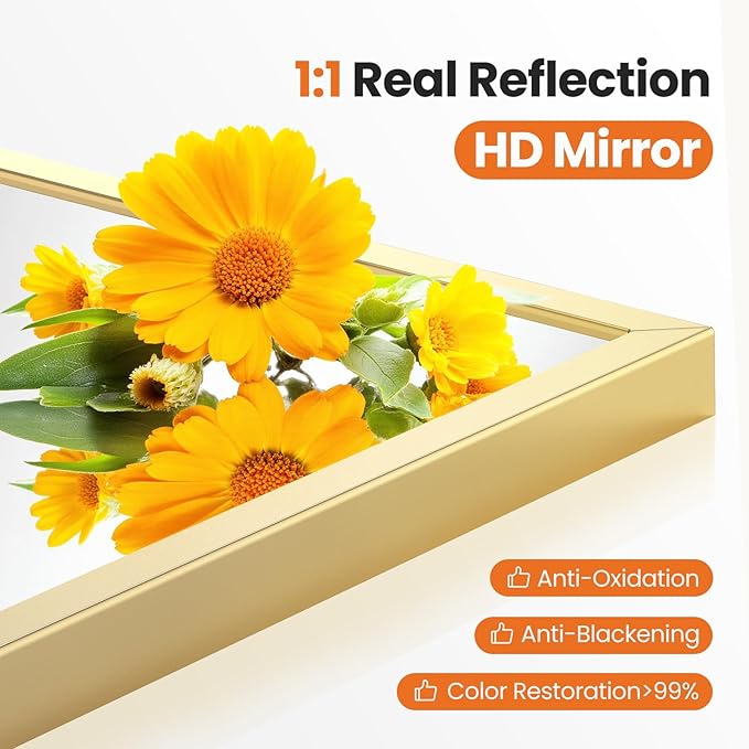 Sweetcrispy 24"x36.5" Arched Gold Bathroom Mirrors for Wall, Bathroom Mirrors for Over Sink, Wall Decor for Bathroom, Entryway, Bedroom, Vanity
