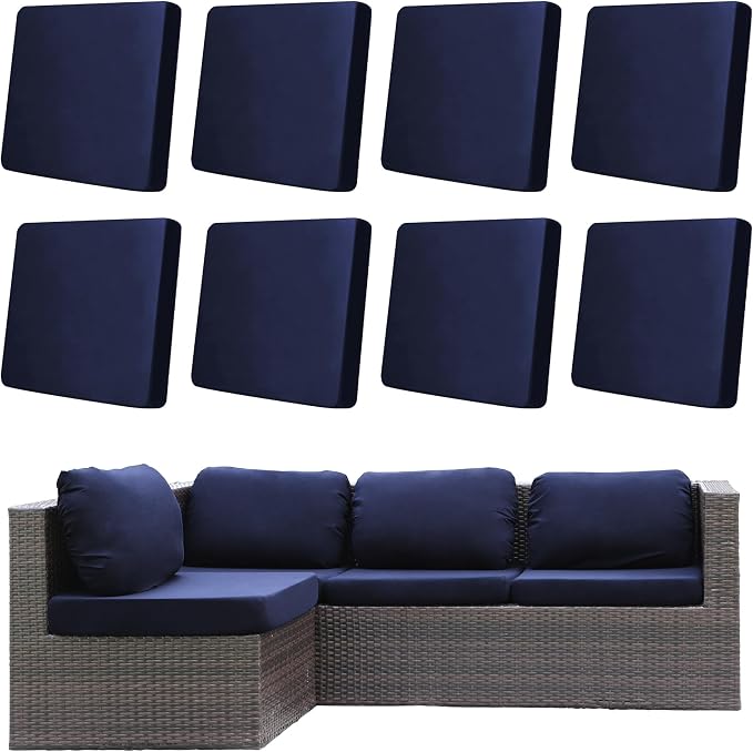 8Pcs Outdoor Cushion Covers, Elastic Patio Cushion Covers | Washable, by dreahoteztil