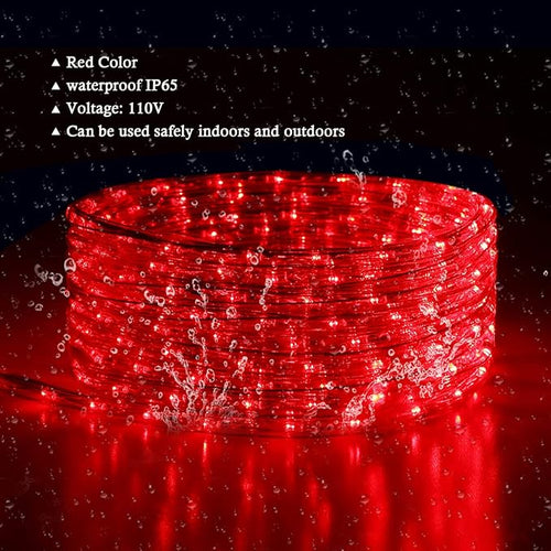 100Ft LED Rope Lights, LED Strip Lights Outdoor Waterproof Decorative Lighting for Indoor/Outdoor, Eaves, Backyards Garden, Halloween and Christmas Decorations(Red)