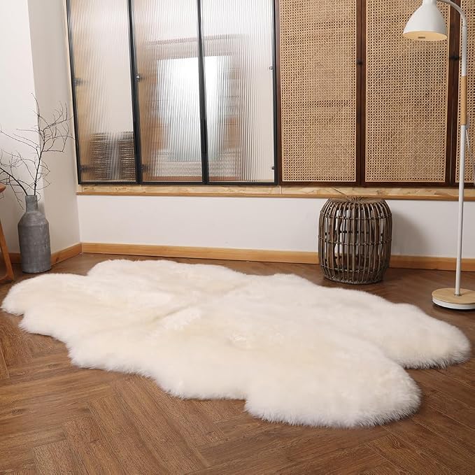 IRIWOOL Premium Genuine Fur Sheepskin Rug Real Australia Sheepskin Natural - Image 3