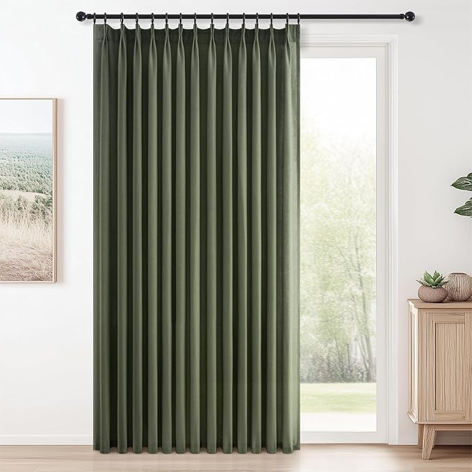 Topfinel Olive Green Pinch Pleated Curtains 105 Inch Length 1 Panels by Topfinel