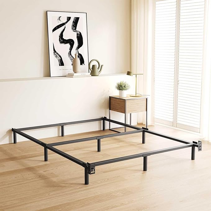 California King Size Bed Frame, 7 Inch Metal Basics Bed Frame,Low Profile Base for Box Spring, 9-Leg Support, Noise-Free, Easy Assembly, Black