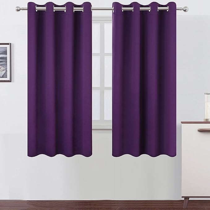 Blackout Curtains 52 x 63 inch/Purple Curtains Set of 2 Panels/Thermal by Lemomo