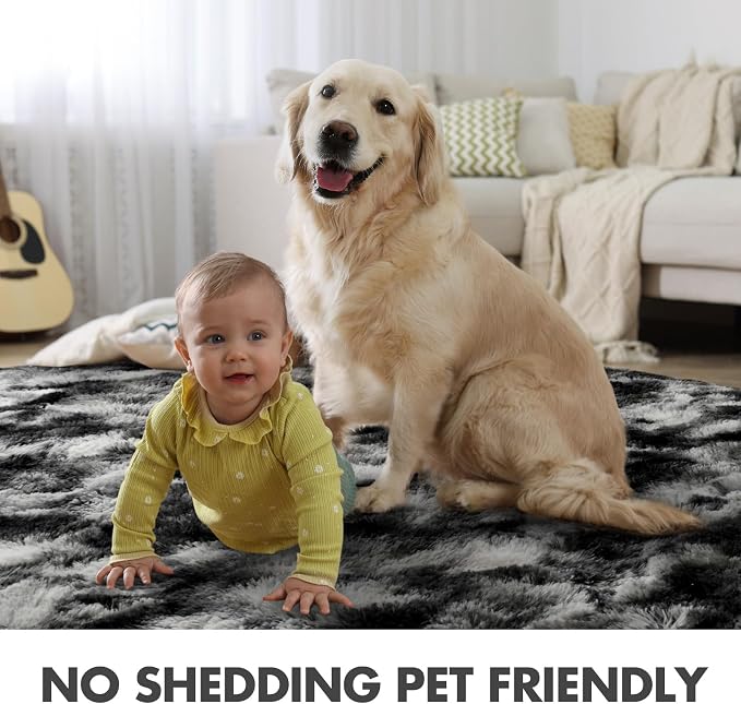 7x10 Ft Extra Large Shag Rugs for Living Room, Tie Dyed Ultra Soft Fluffy Furry - Image 6