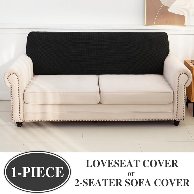 LA MEACK Couch Cushion Cover Loveseat Cover or 2 Seat Sofa Cover Washable - Image 3