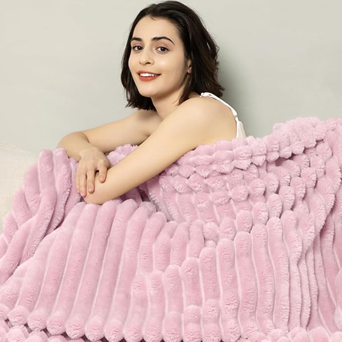 Aganear Fluffy Throw Blanket for Couch Sofa 50"x60" Coral Pink | Lightweight - Image 2