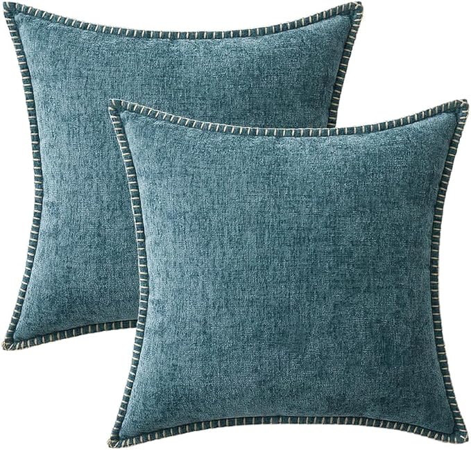 MIULEE Decorative Couch Throw Pillow Covers 18x18 Inch Smoke Blue 2 Pack | - Image 8