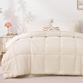 Love's cabin Queen Comforter Set Beige, 7 Pieces Queen Bed in a Bag, All Season Bedding Sets with 1 Comforter, 1 Flat Sheet, 1 Fitted Sheet, 2 Pillowcase and 2 Pillow Sham