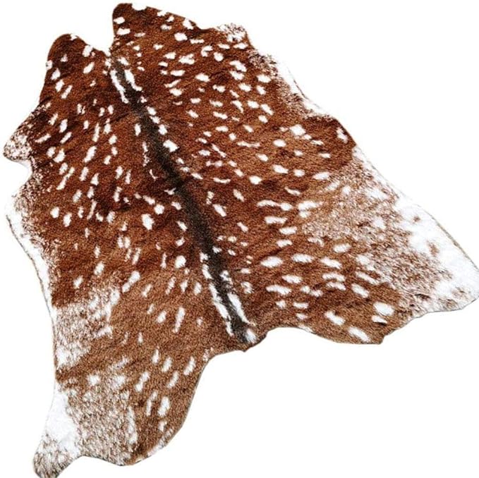 Faux Cowhide Area Rug, Sika Deer Printed Hide Rug Animal Print Rug Faux Fur by Seek4comfortable