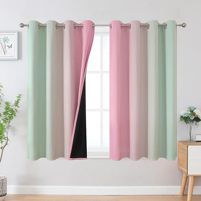Sage Green and Pink Ombre Blackout Curtains by ESTELARTEXTILER