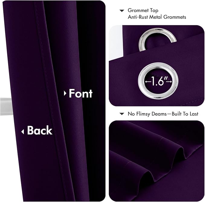 MIULEE Blackout Curtains for Bedroom 2 Panel 40 x 54 Inch Long Royal Purple | - Image 4