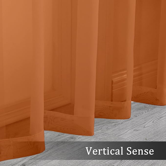 Orange Sheer Curtains 96 Inch Length, Elegant Sheer Curtains - Image 3