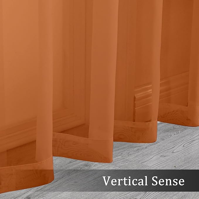Sheer Curtains 63 inch Length 2 Panels Set, Rod Pocket Voile Fimly Sheer Drapes - Image 5