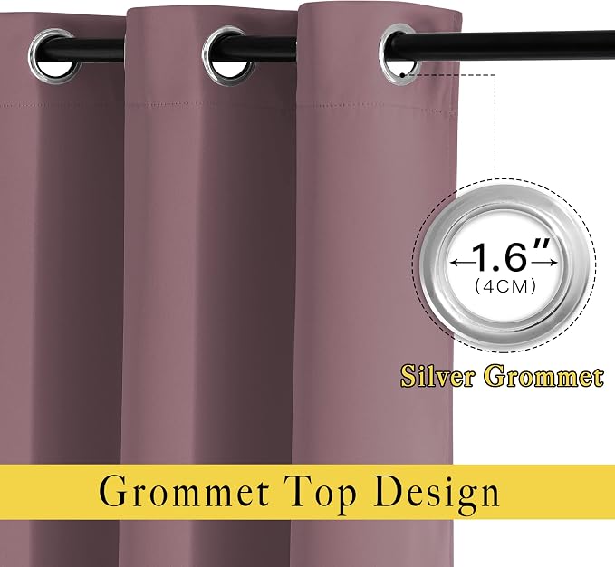 NICETOWN Blackout Dry Rose Curtains 48 inch Length - Image 2