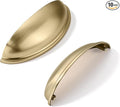 khtumeware 10 Pack 3-1/2" Drawer Pulls Brushed Brass Cabinet Cup Pulls Kitchen Hardware Cabinet Handles Drawer Handles Knobs 3.5 inch Hole Center